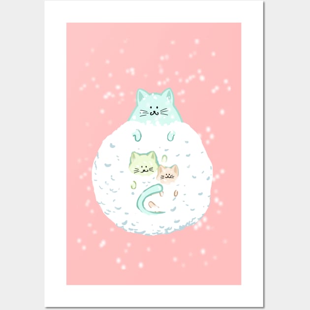 Cats snowball holiday gifts Wall Art by quenguyen